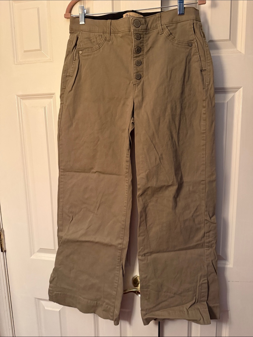 Democracy Wide-Leg Button-Front Jeans in Khaki